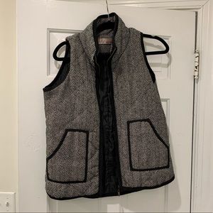 Black and White Herringbone Vest
